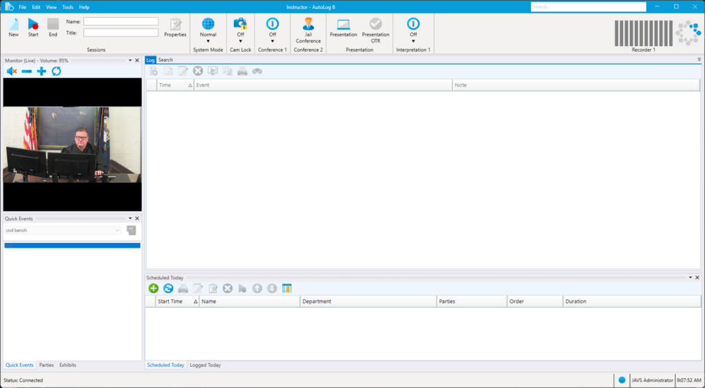 Autolog browser screen